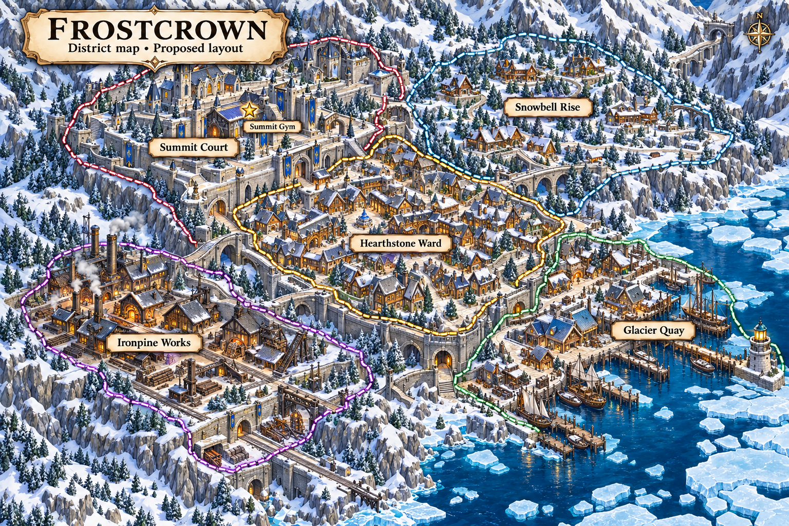 Explore the Frostcrown district map
